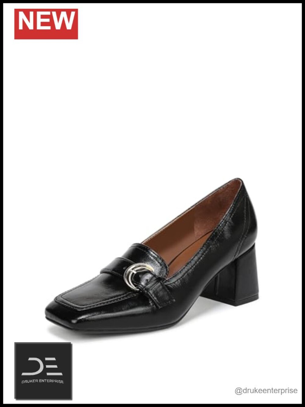 Faux Leather Loafer Pumps with Square Toe and Block Heel